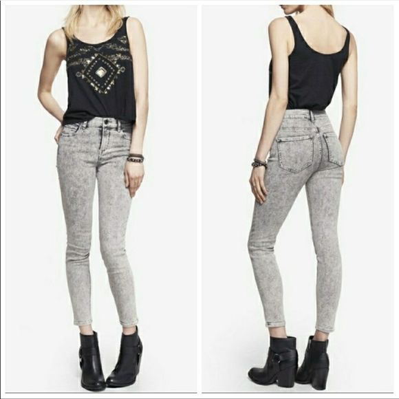Express Denim - Express High Rise Gray Acid Wash Skinny Jeans 6